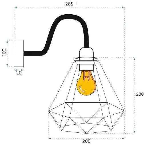 Toolight Toolight, nástenná lampa Loft 1xE27 392229, zlatá, OSW-09681