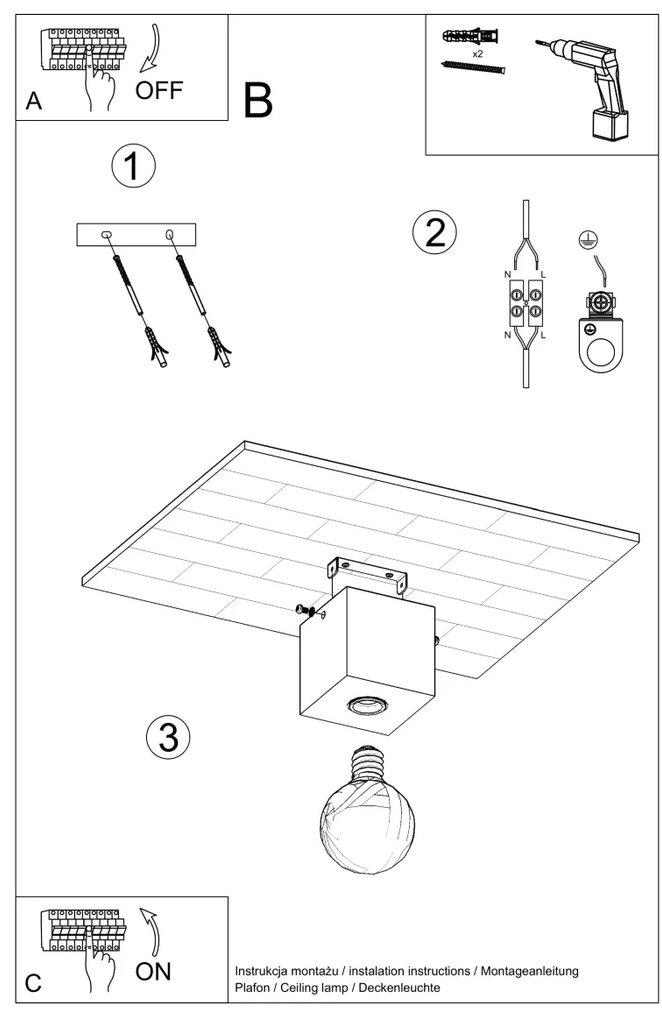 Stropné svietidlo Ariz, betónové telo svietidla