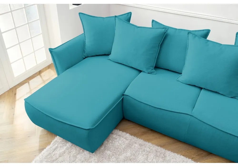 Tyrkysovomodrá rozkladacia rohová pohovka (ľavý roh) Leon – Bobochic Paris