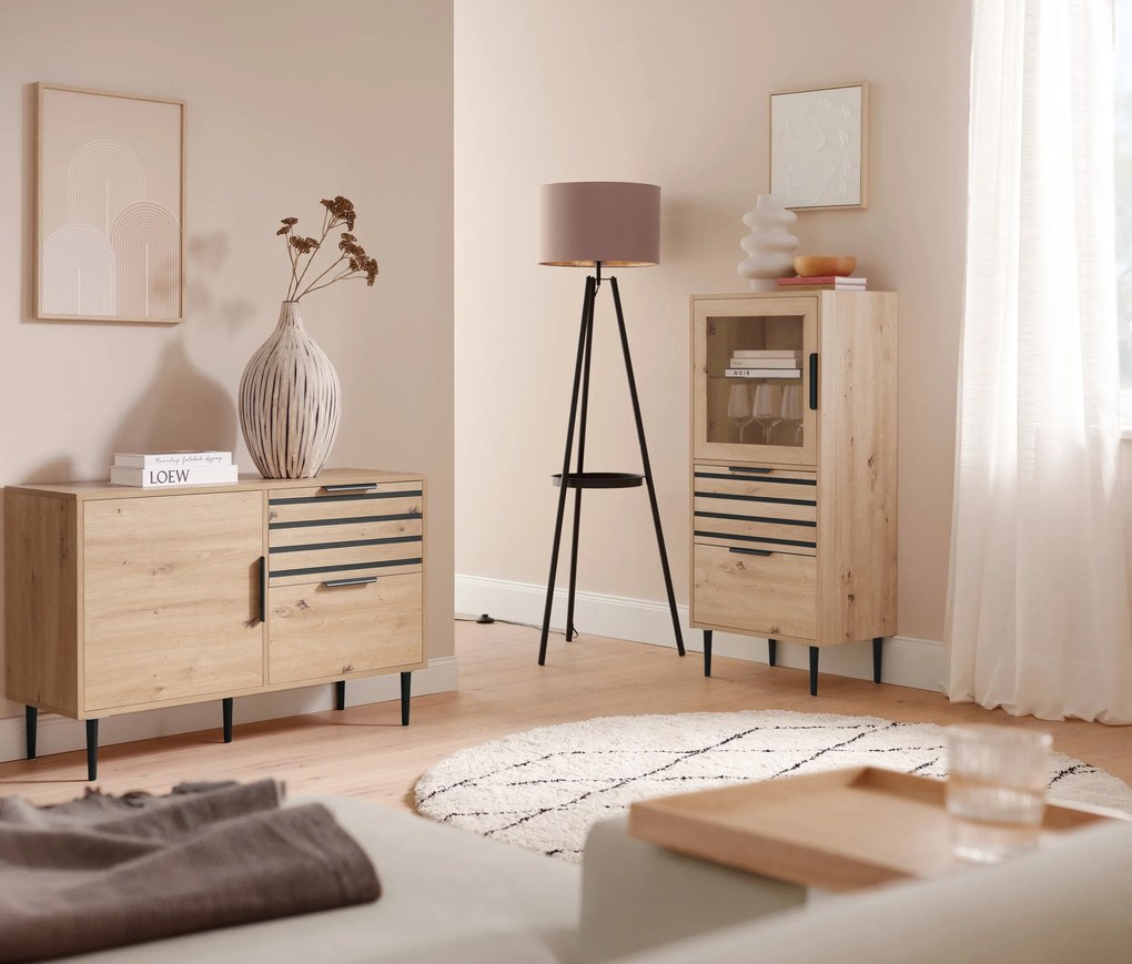 Vitrína »BAAKEN« so sklenenými dvierkami a 2 zásuvkami