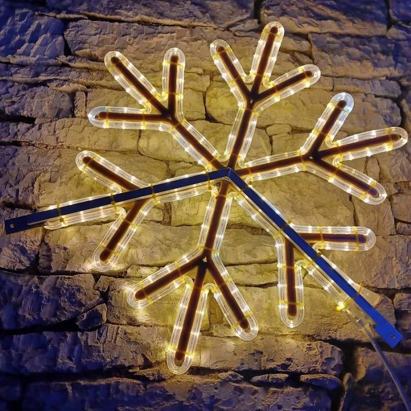 DECOLED LED světelná vločka VIII, závěsná 3D tisk, pr. 67 cm, FLASH, teple bílá, IP67