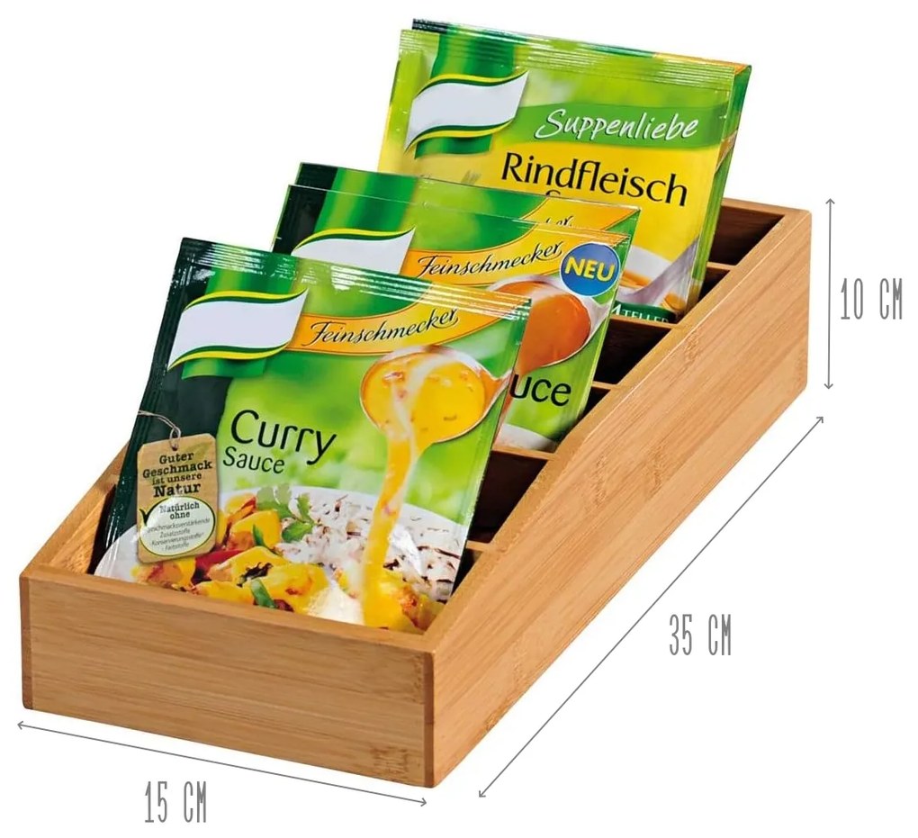 Kesper Bambusový organizér na korenie vrecúškové korenie, polievky, pudingy MARIE, 15x10x35