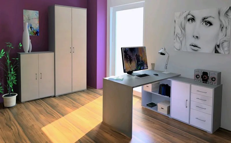 Šatníková skriňa Lift, šedá/hnedá