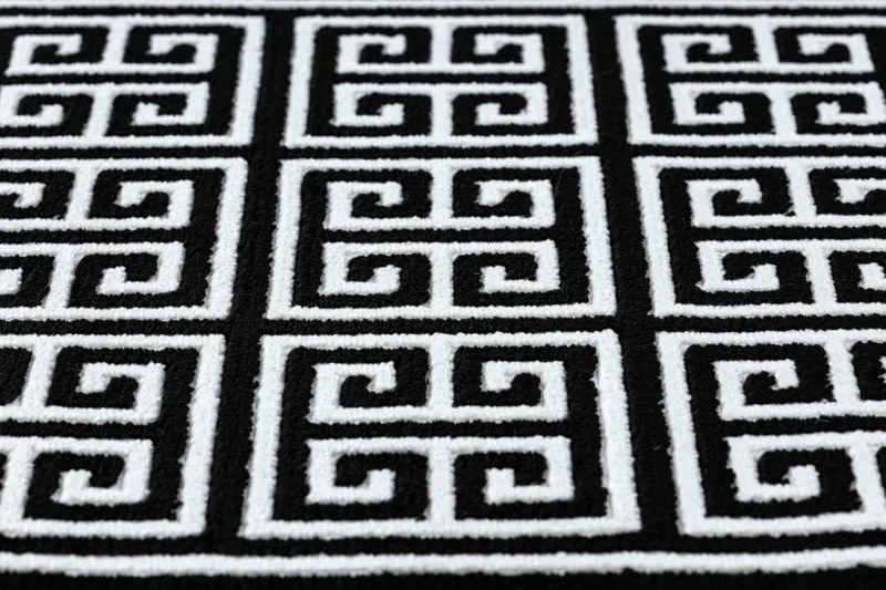 Dywany Łuszczów, Koberec behúň Gloss 6776 85 greek black/ivory, 70x300, čiernobiela, obývacia izba