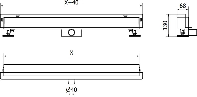 Mexen Flat nerezový sprchový žľab na stenu 90 cm vzor WALL, 1030090