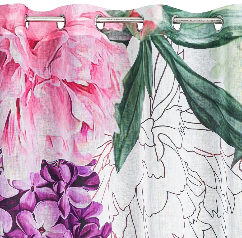 ZÁVES NA KRÚŽKOCH ISA, SADA 2KS 140X260 CM KVETY