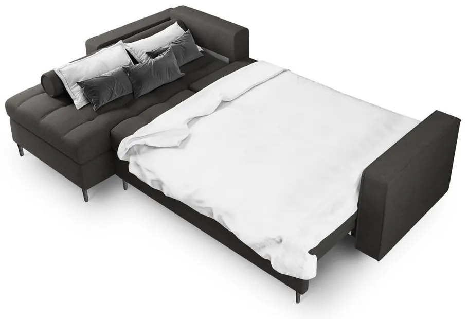 Tmavosivá rozkladacia rohová pohovka Milo Casa Santo, ľavý roh