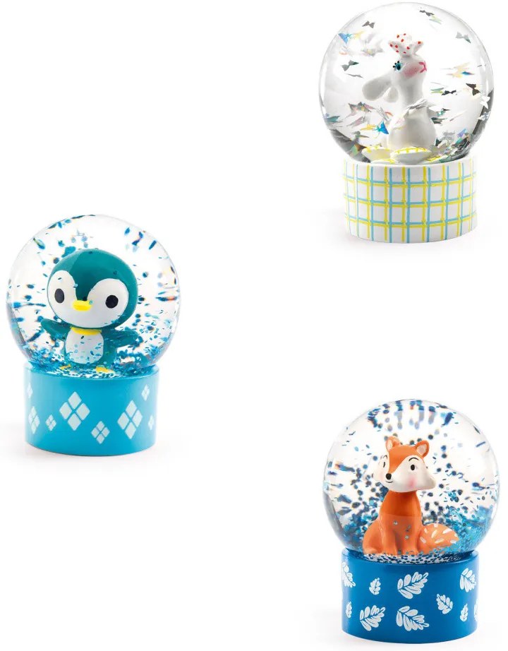 Mini snehová guľa - Zajac, tučniak a líška