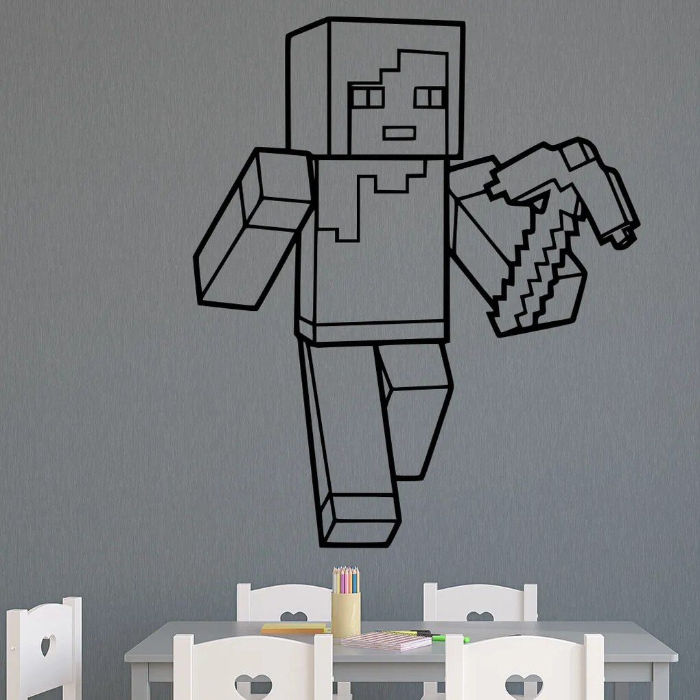 Veselá Stena Samolepka Minecraft krompáč Farba: fialová, Veľkosť: 40 x 34 cm