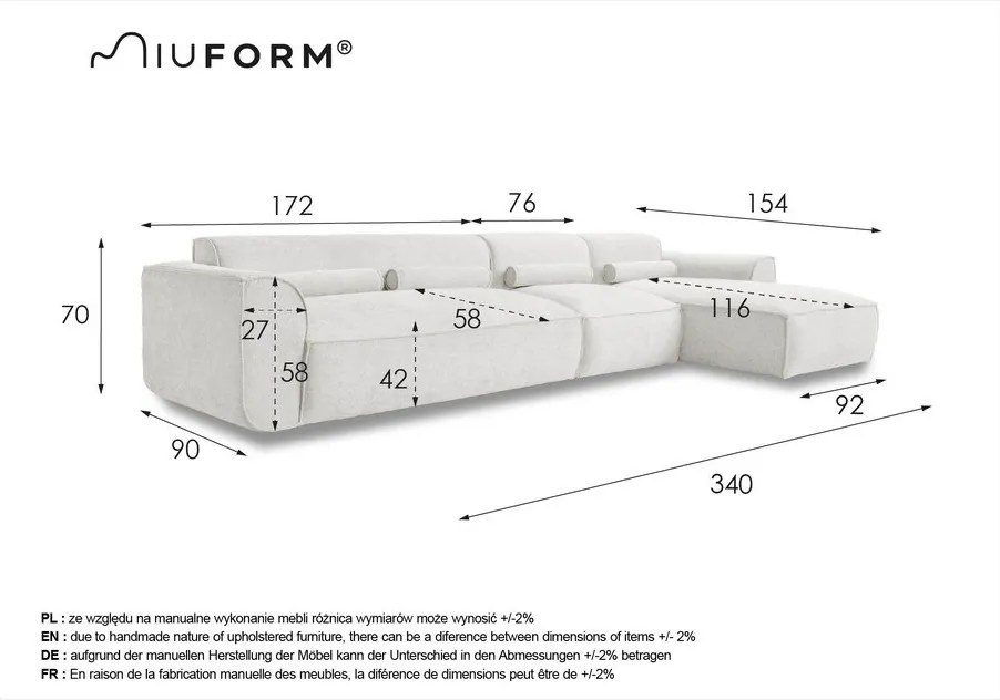 Svetlosivá rohová pohovka (pravý roh) Flex Felix – Miuform