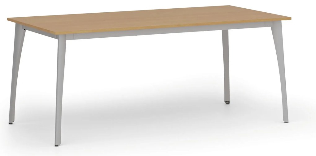 Rokovací kancelársky stôl PRIMO OMEGA, 180x90 cm, sivá podnož, buk