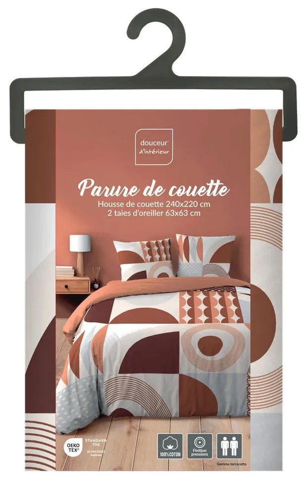 Bavlnené obliečky na dvojlôžko/predĺžené v terakotovej farbe 240x220 cm Gemma – douceur d'intérieur