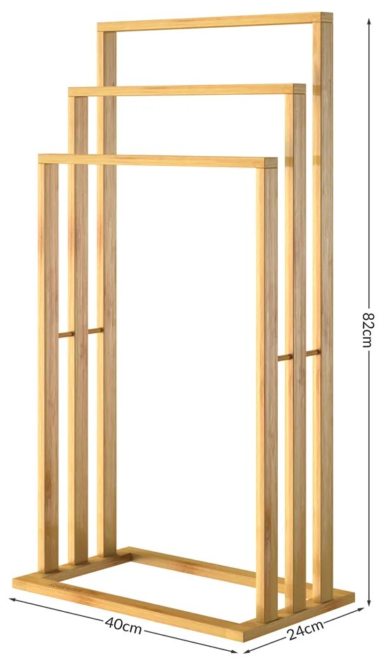 Bambusový stojan na uteráky RUBBY, 40x24x82cm, hnedá Casaria