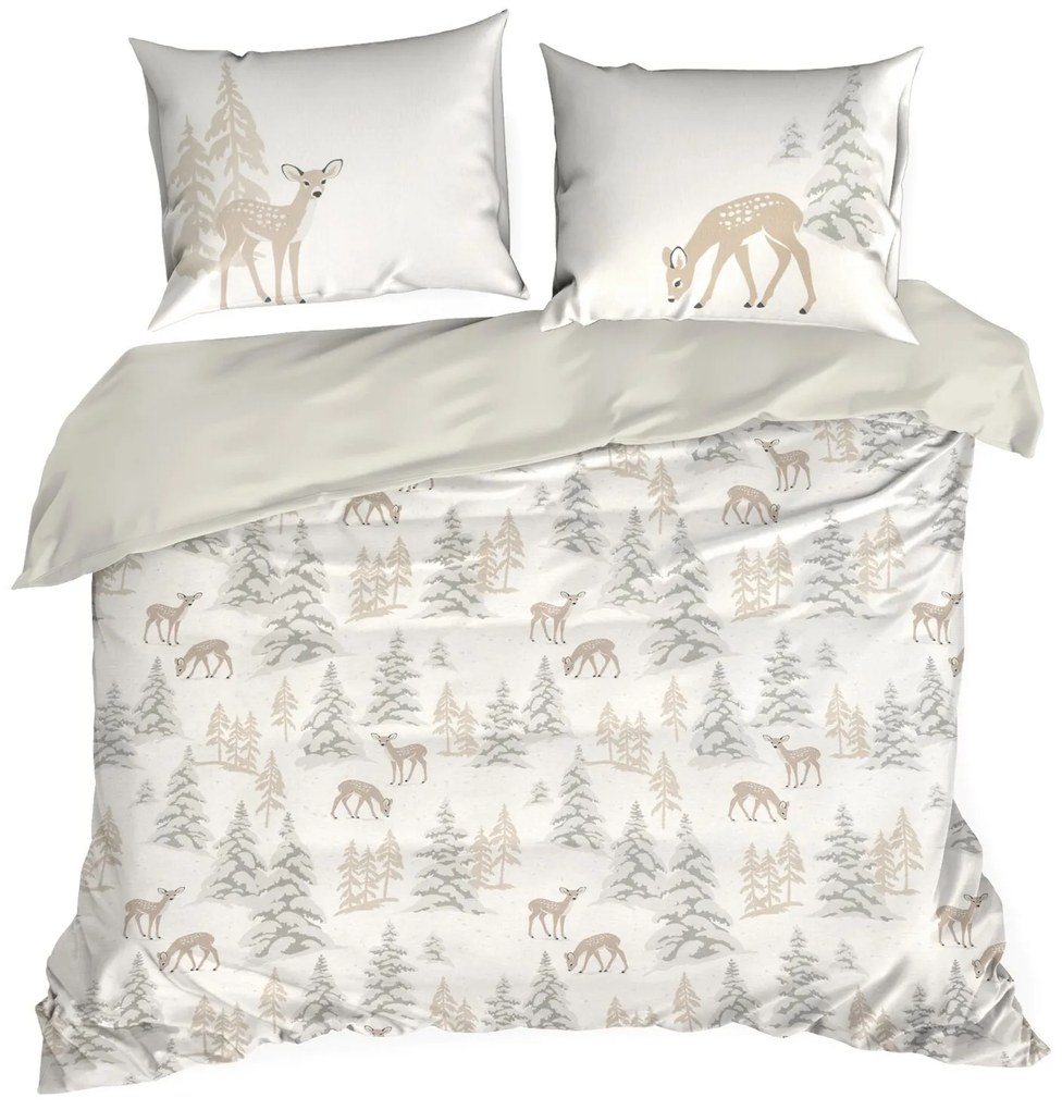 VIANOČNÉ RENFORCÉ OBLIEČKY FAWN 220X200 CM, 2 KS 70X80 CM VZOROVANÉ