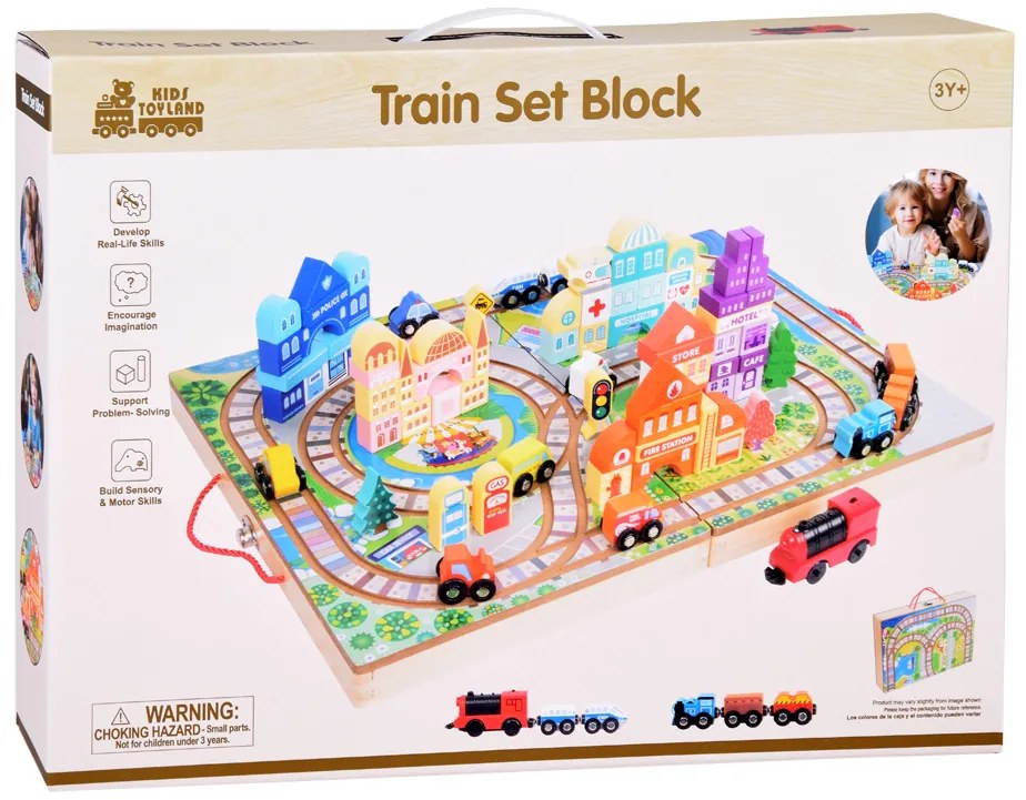 Drevená vláčiková dráha City s príslušenstvom 89 ks Jokomisiada ZA5374