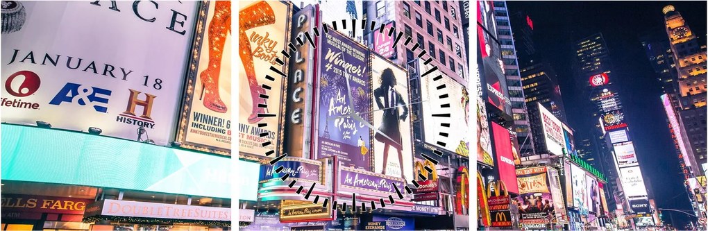 Obraz - New York Theater District (s hodinami) (90x30 cm)