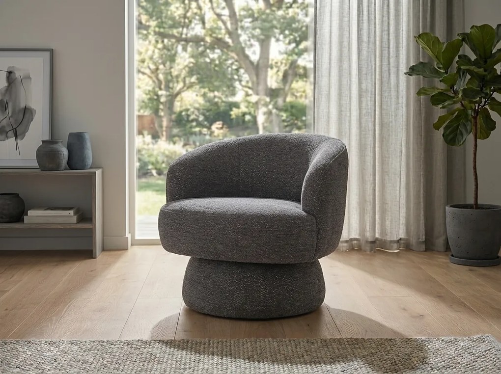 Otočné dizajnové kreslo COSMIC RAVEN, sivé