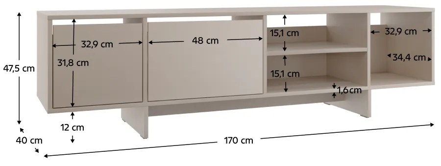 Televízny stolík STANDO STD01, krémová