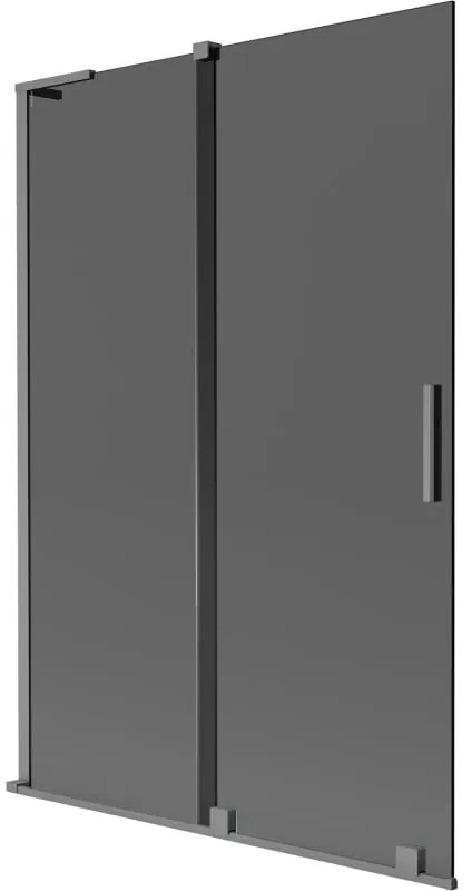 Mexen Velar L, 2-krídlová posuvná vaňová zástena 120 x 150 cm, 8mm šedé sklo, grafitová, 896-120-003-41-95