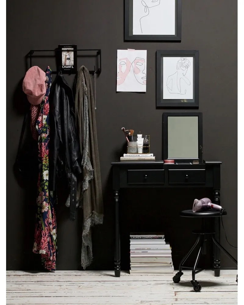 Čierny toaletný stolík z borovicového dreva WOOOD Romy