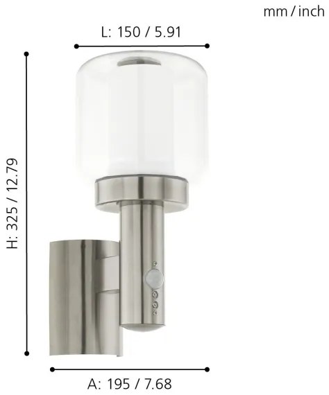 Eglo 95017 - Vonkajšie nástenné svietidlo s čidlom POLIENTO 1xE27/40W
