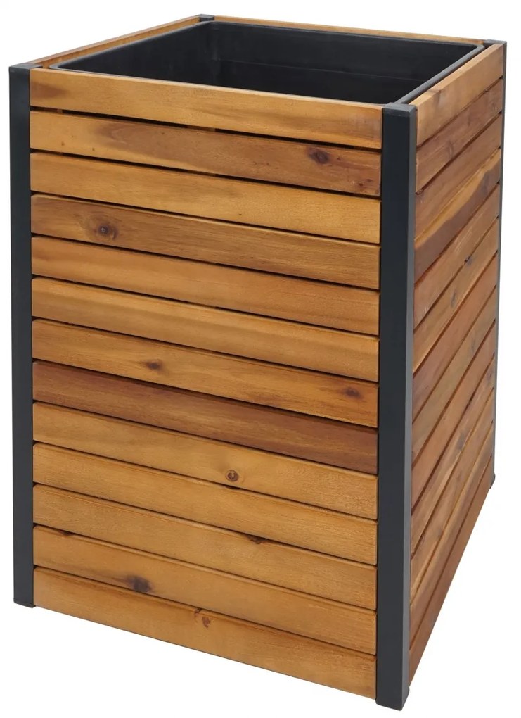 Kvetináč HWC-L23, 60x42x42cm, hliník, akáciové drevo - hnedá