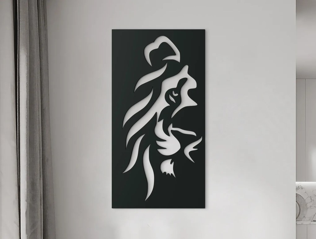 drevko 3D obraz Lev - pohľad šelmy Rozmer obrazu: 44,5 x 23 cm, Farba dekorácie: Čierna