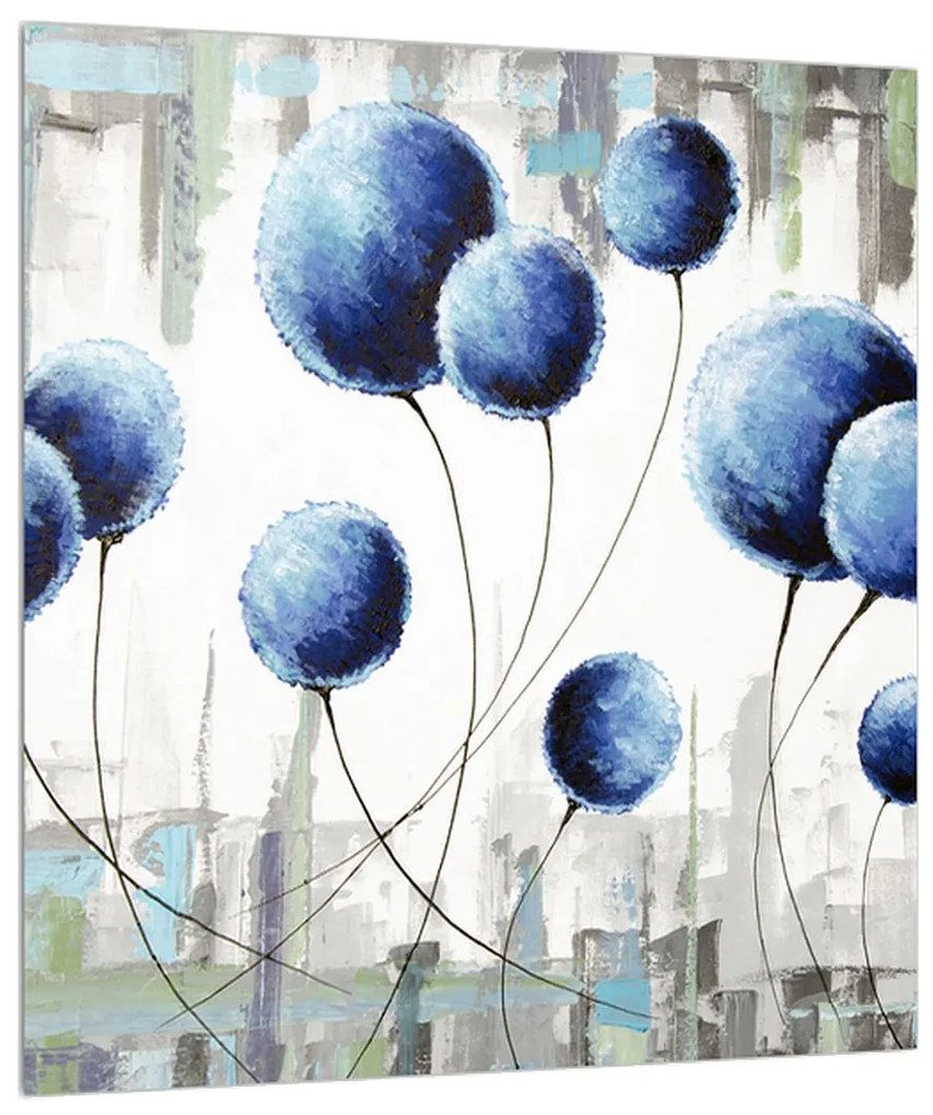 Abstraktný obraz - modré balóniky (30x30 cm)