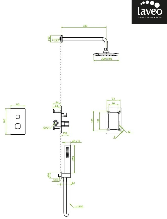 Laveo Tores, sprchová súprava pod omietku, chrómová, LAV-BVT_001P