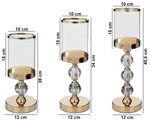 SADA 3x zlatých svietnikov