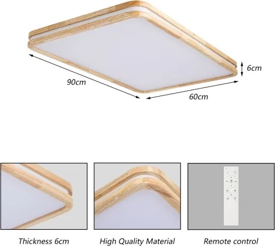 BRILAGI - LED stmievateľné svietidlo MOLINA SQUARE LED/128W/230V dub 90x60 cm + diaľkové ovládanie