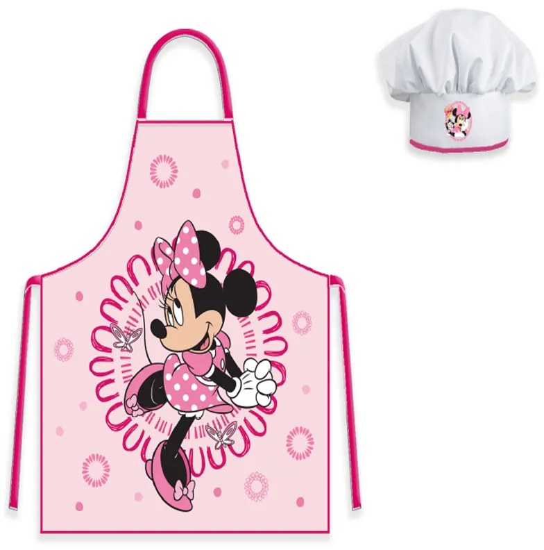 DETSKÁ ZÁSTERA S ČIAPKOU MINNIE MOUSE 45X50 CM, 2X33CM VZOROVANÁ
