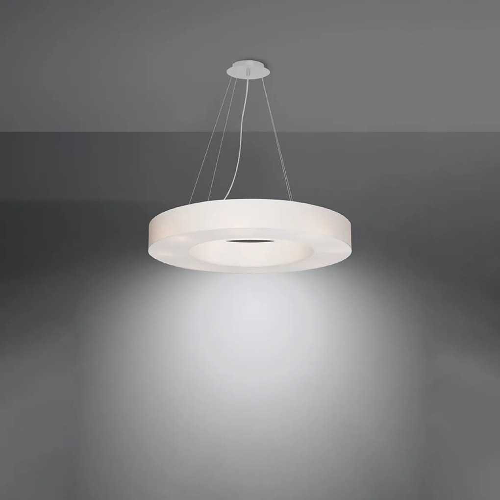 Závesné svietidlo Saturno Slim, 1x biele textilné tienidlo, (biely plast), (fi 70 cm)