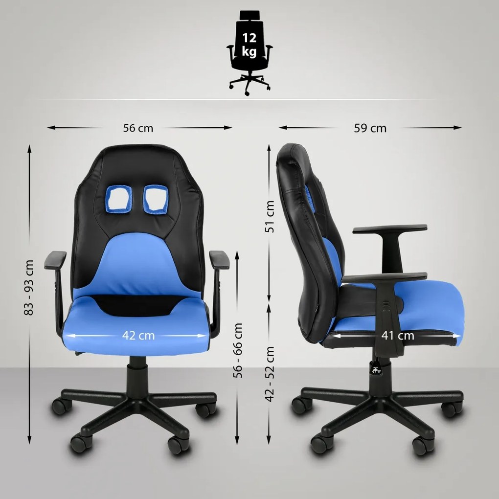 Detská kancelárska stolička Fun - Modrá