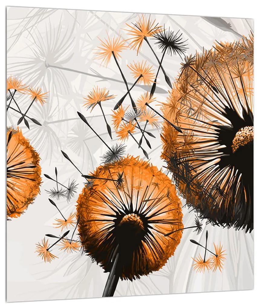 Obraz páperia oranžových púpav (30x30 cm)