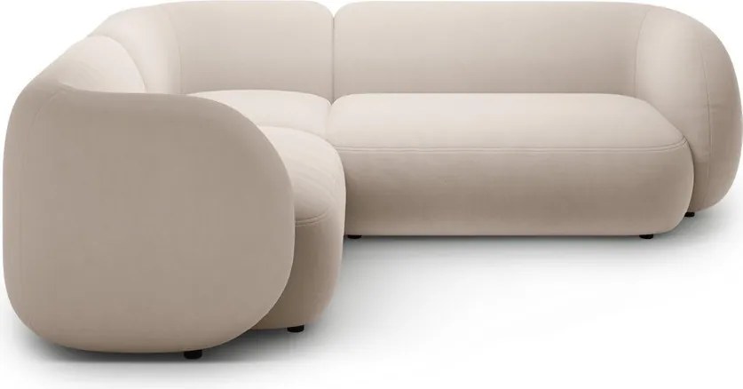 Béžová zamatová rohová pohovka (ľavý roh/do L) Kate – Micadoni