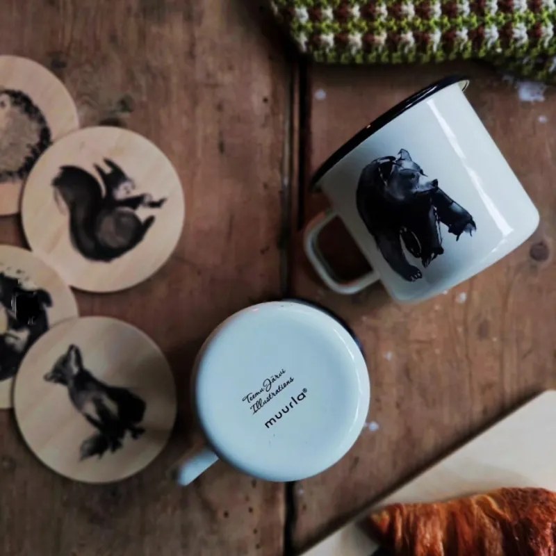 Hrnček Bear 0,37l, smalt / béžový