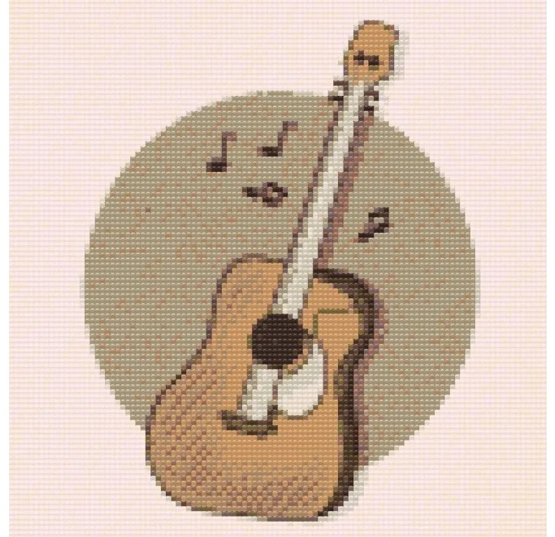 Gario Diamantové maľovanie Hnedá gitara Rozmery: 50 x 50 cm, Rámovanie: S vnútorným rámom, Diamanty: Okrúhle