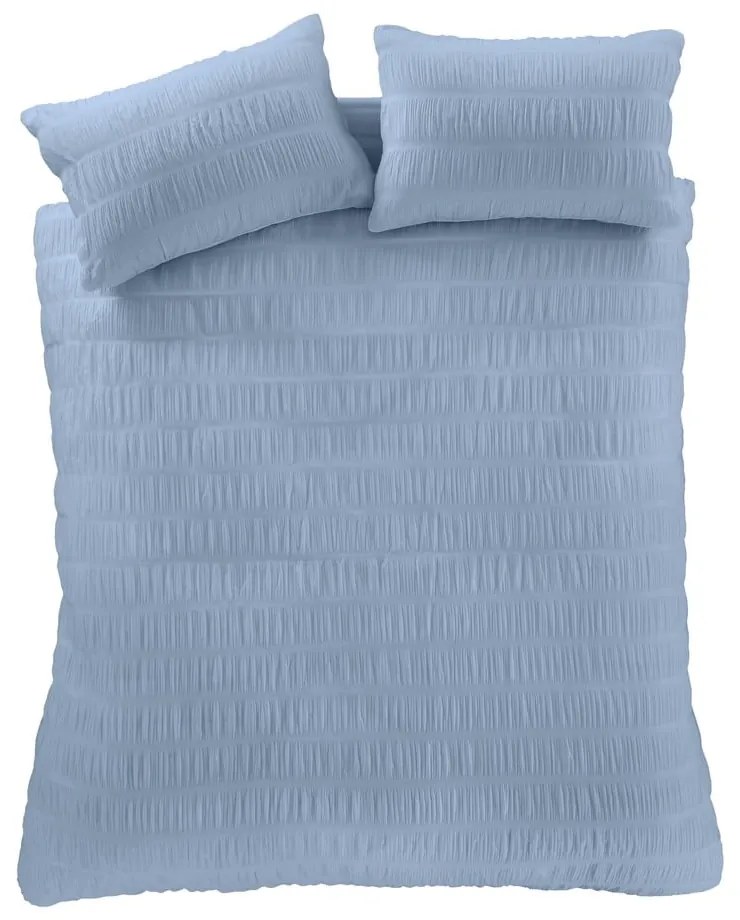 Modré krepové obliečky na jednolôžko 135x200 cm Seersucker – Catherine Lansfield