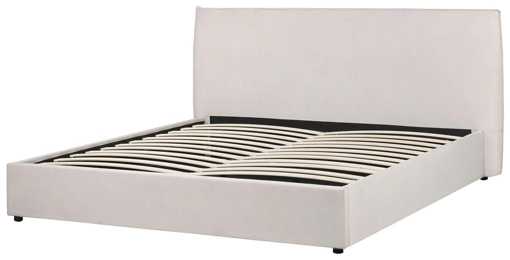 Zamatová posteľ s úložným priestorom 180 x 200 cm krémová biela LAVAUR Beliani