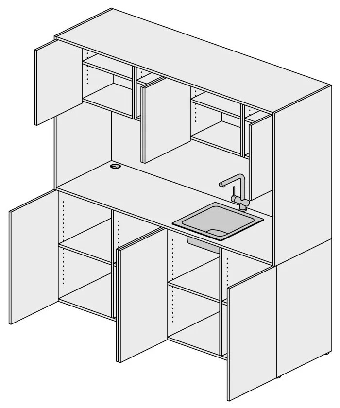 PLAN Kuchynka NIKA s drezom a batériou 1963 x 600 x 2000 mm, dub prírodný, pravé