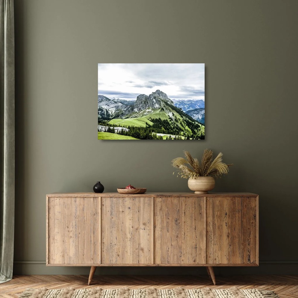 Sklenený obraz - Vrcholy hôr (70x50 cm)