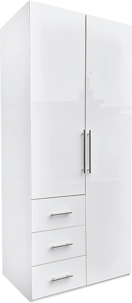 XXXLutz ŠATNÍKOVÁ SKRIŇA, biela, biela s vysokým leskom, 98/219/59 cm P & B - Skrine - 000885000404