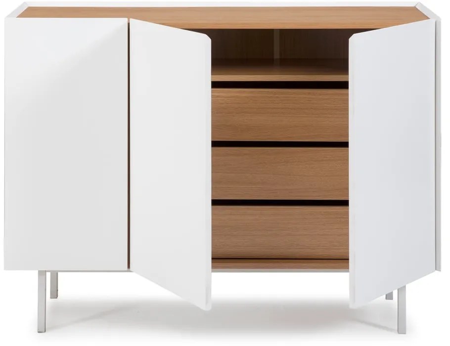Biela nízka komoda v dekore duba 110x85 cm Arista – Teulat