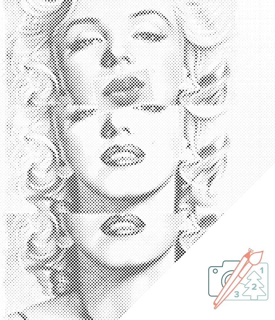 Gario Bodkovanie Marilyn Monroe pery Rozmery: 80 x 80 cm, Rámovanie: S vnútorným rámom, Farba bodiek: Modrá