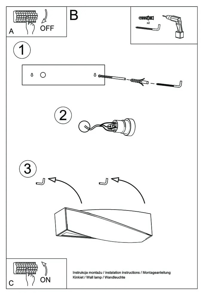 Čierne keramické nástenné svietidlo Sollux Taurus