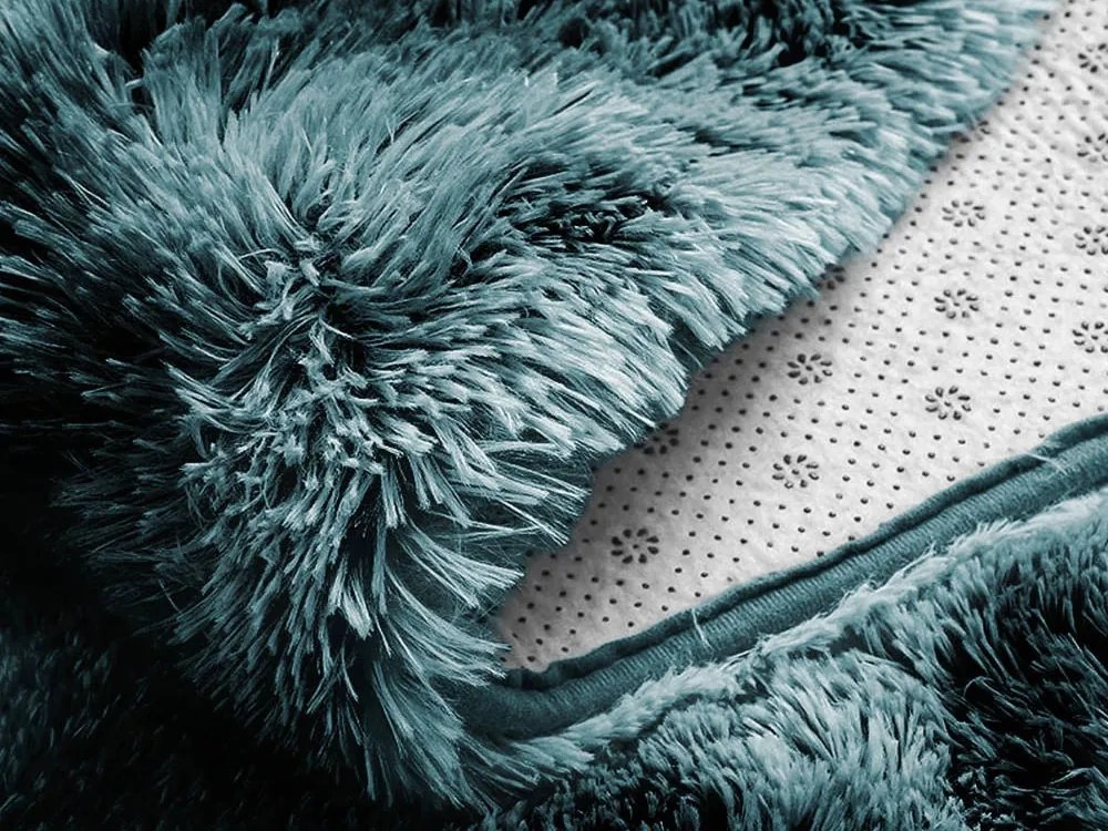 TZ Tmavomodrý okrúhly shaggy koberec Ombre Rozmer: 90 cm