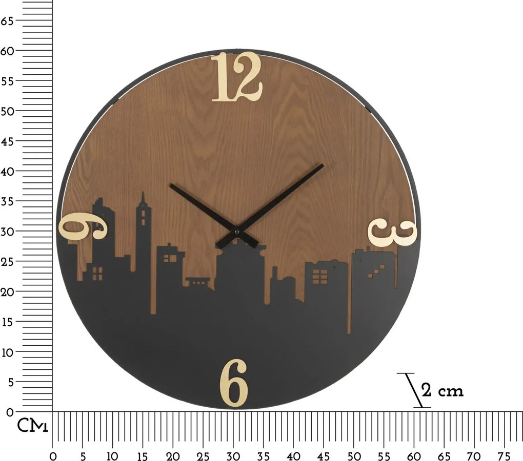 Nástenné hodiny City 60 cm hnedé/čierne