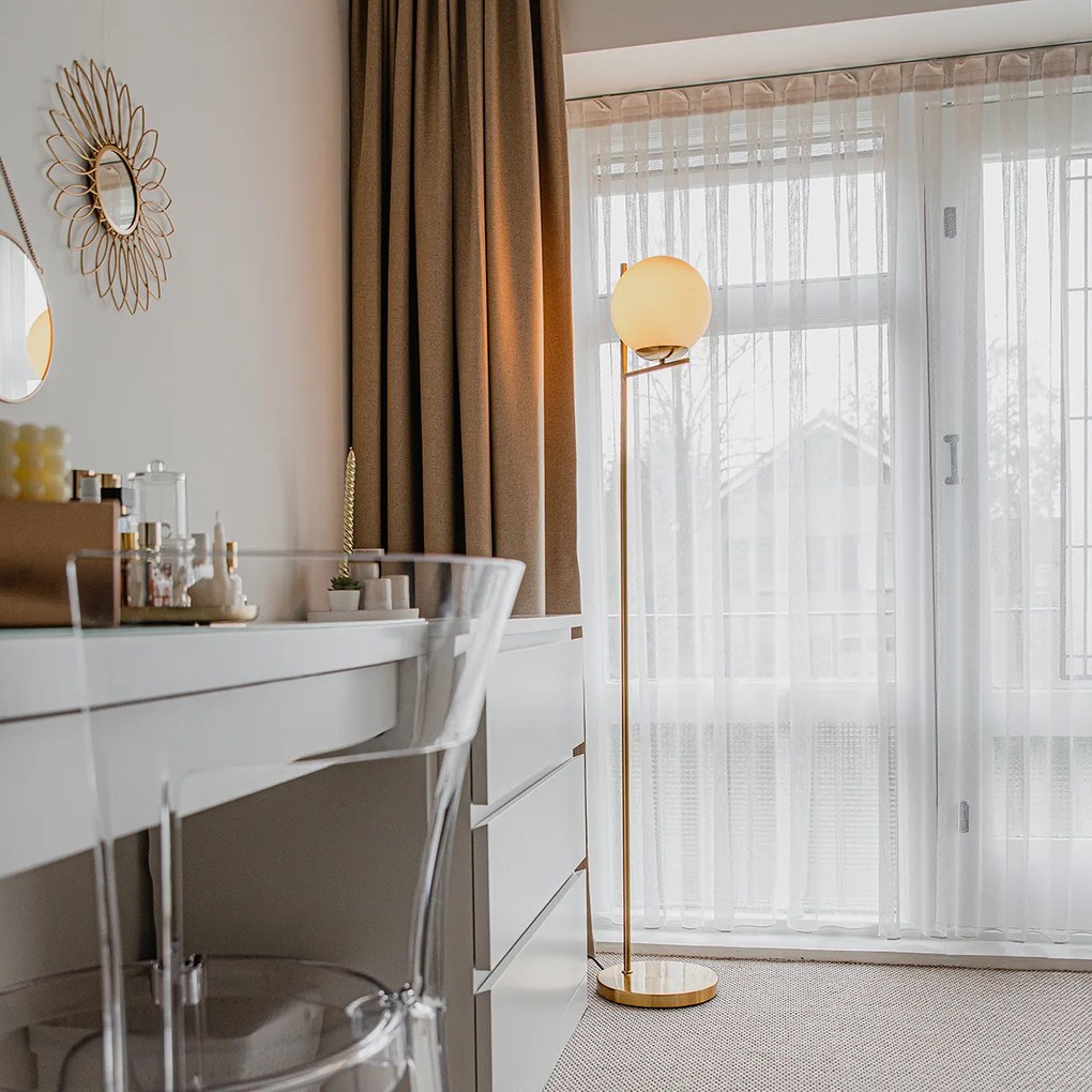 Art Deco stojaca lampa zlatá a opálové sklo - Flore