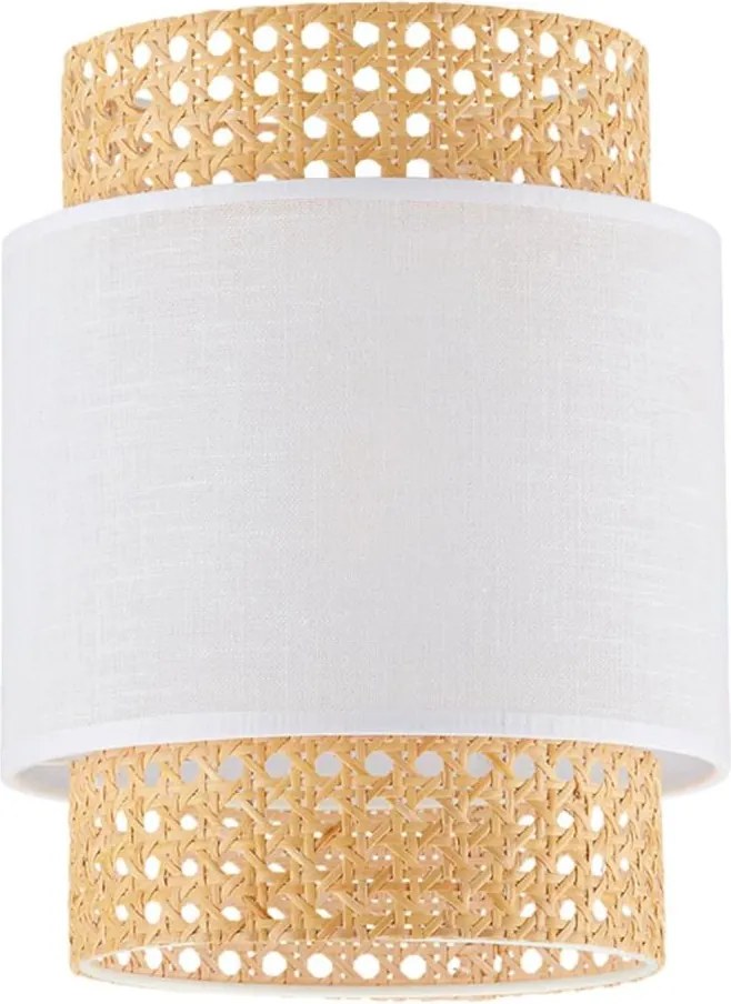 Náhradné tienidlo pre stolnú lampu a luster BOHO E27 pr. 20 cm ratan/biela
